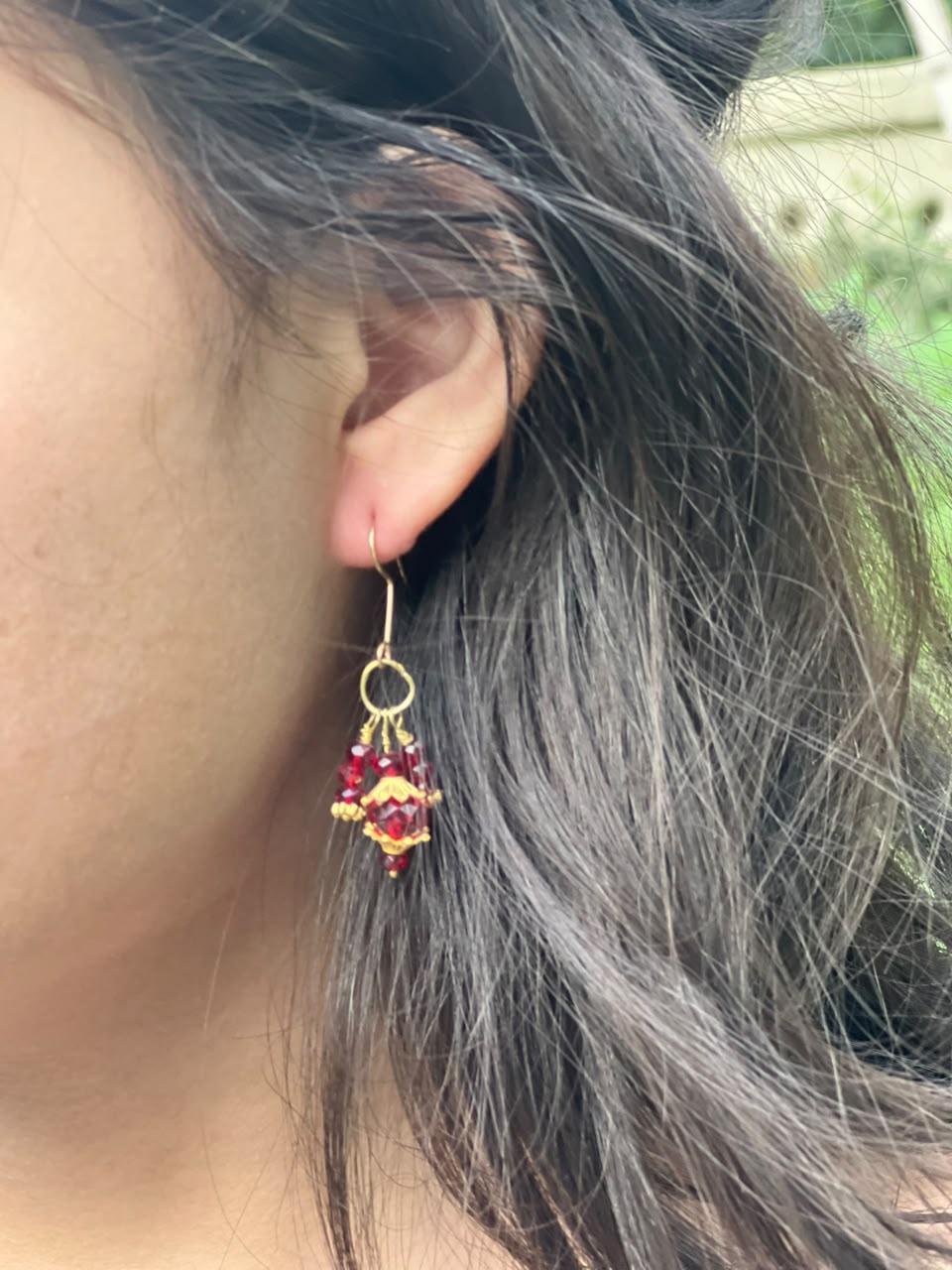 red drop earrings