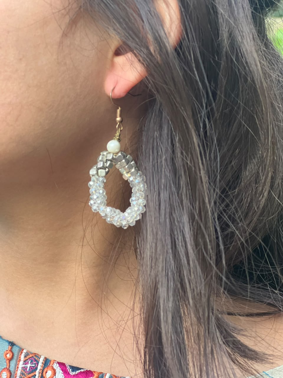white earrings
