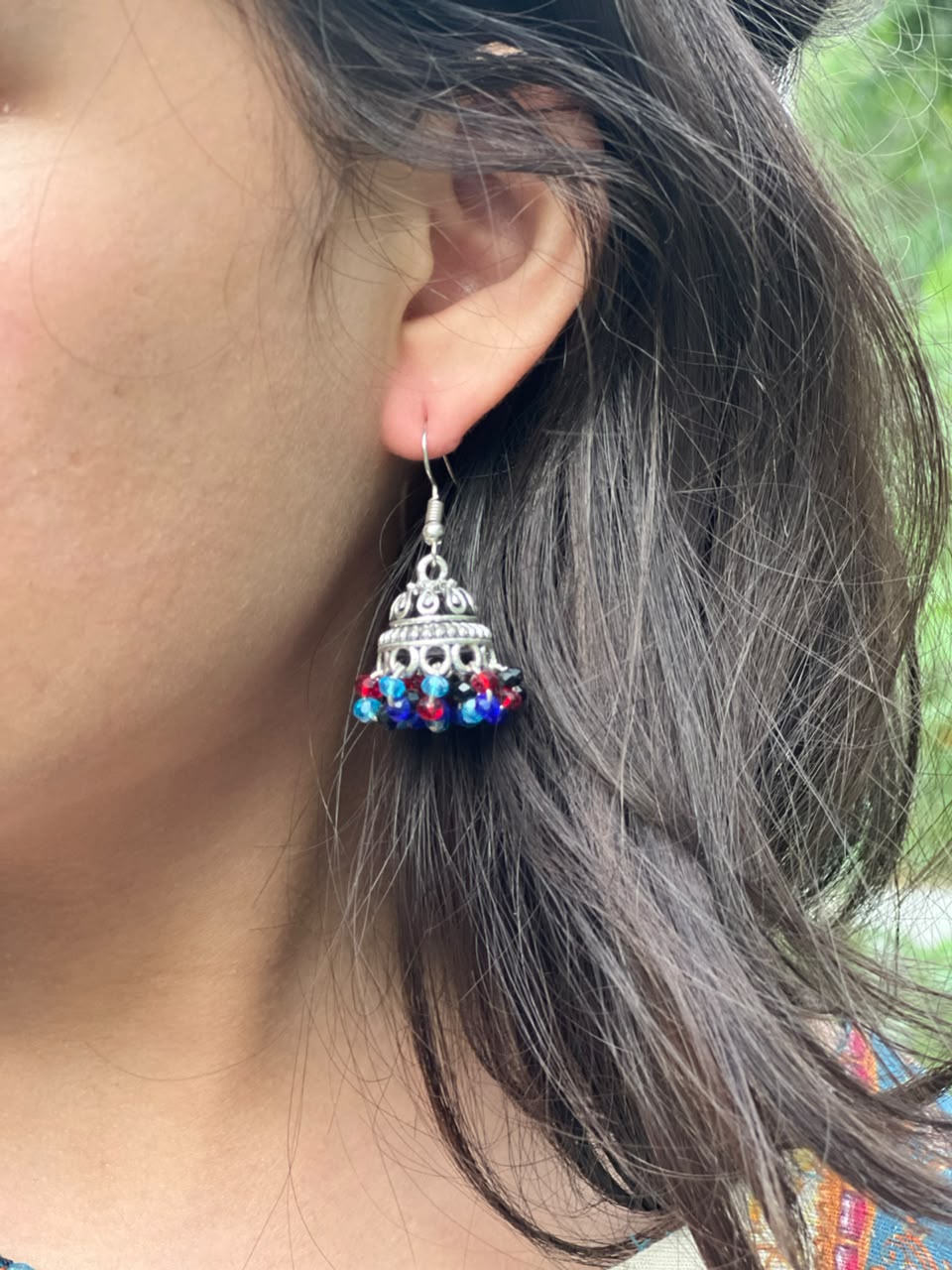 gray Jhumki earrings