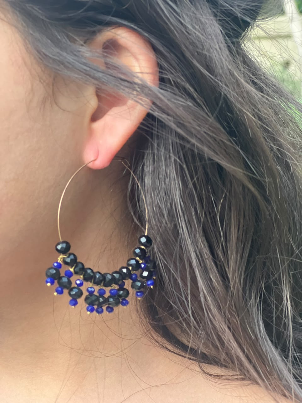 black royal blue earrings